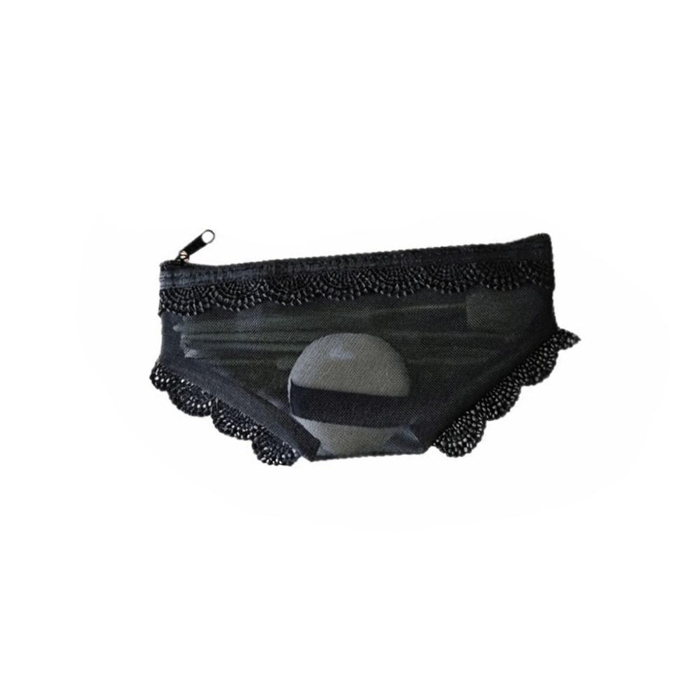 Korean Style Mesh Toiletry Bag Lace Trim Makeup Storage Pouch Jewelry Organizer for Travel