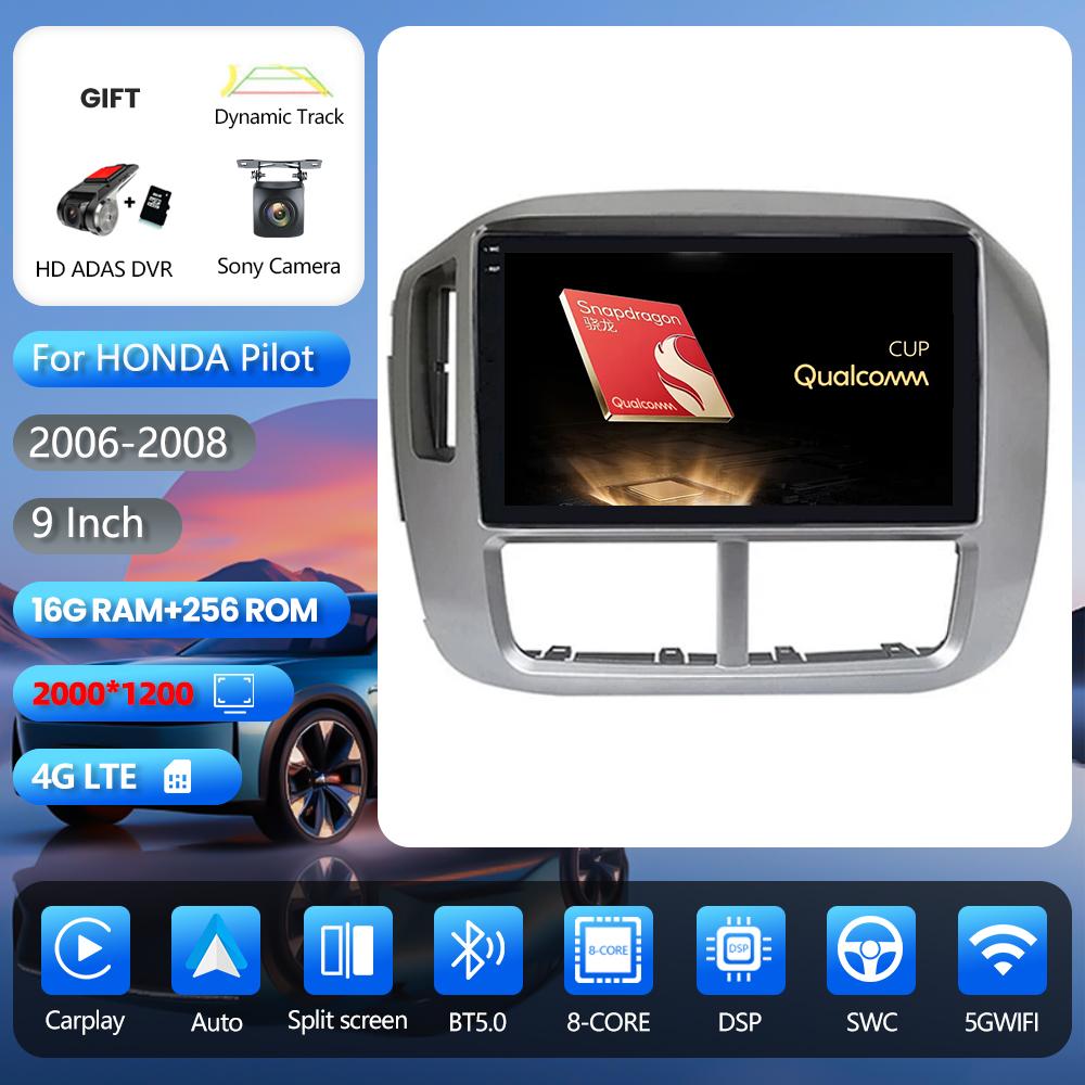 Autoradio multimédia Android 16 Carplay Auto pour Honda Pilot 2006 2007 2008 DSP Plug and Play Snapdragon