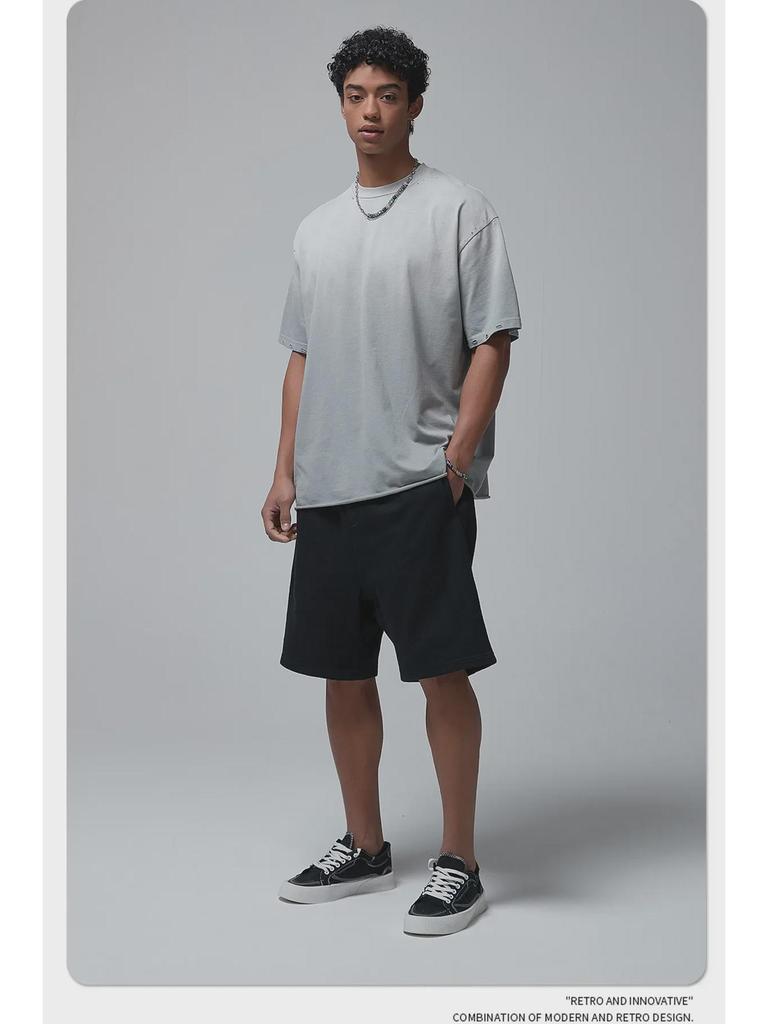 ARTIE Men's Niche Trend Spray-Dye Distressed Short Sleeve T-shirt - 2024 Spring/Summer Collection