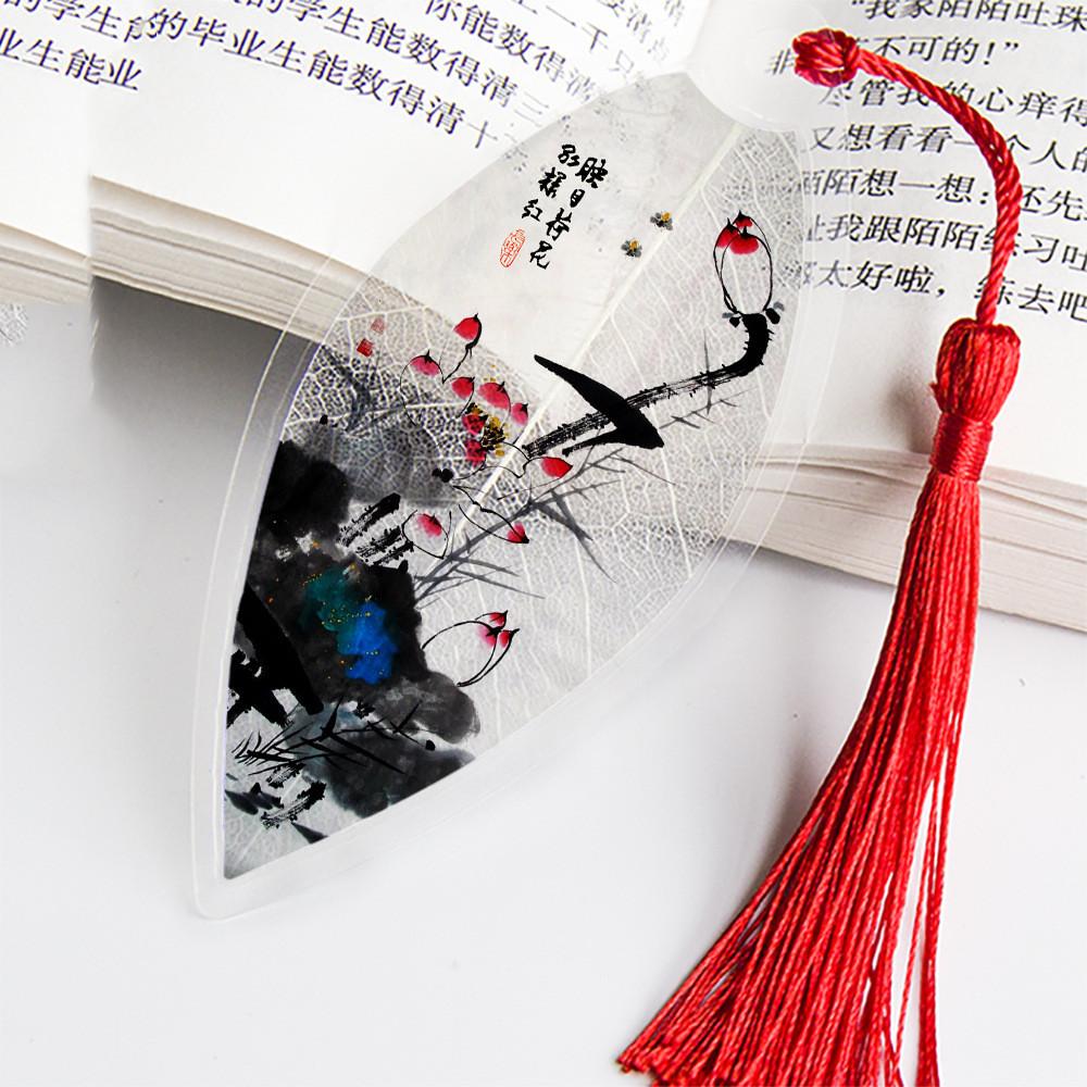 1 шт., милые классические креативные закладки, китайский ветер, натуральные коллекционные предметы, закладки с листьями и жилами, креативные канцелярские принадлежности