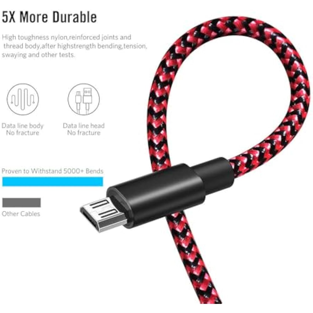 BeyerHiFi Micro USB Cable PS4 Controller Charger Cord Xbox One Controller Charger Cable 3M Set of...