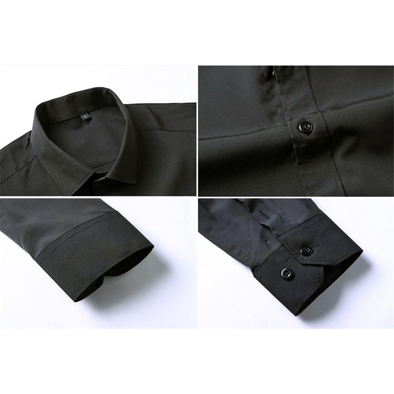 6XL 7XL Мужская Классическая Формальная Рубашка с Длинным Рукавом Однотонная Мода для Деловой Офисной Работы Черная Синяя Белая Рубашки Повседневная Рабочая Верхняя Одежда