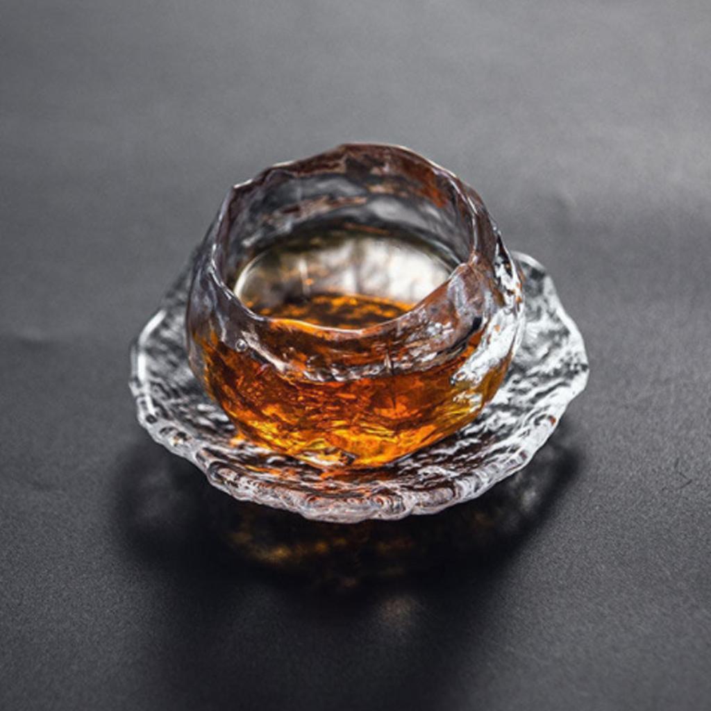 Nordic with Saucer Transparent Thickened Crystal Cup Heat Resistant Drinkware Household Handmade Tea Set Cup for Office