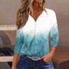 Women's 3/4 Sleeve T Shirts V Neck Button Summer Tops Business Casual Basic Tees Blouse