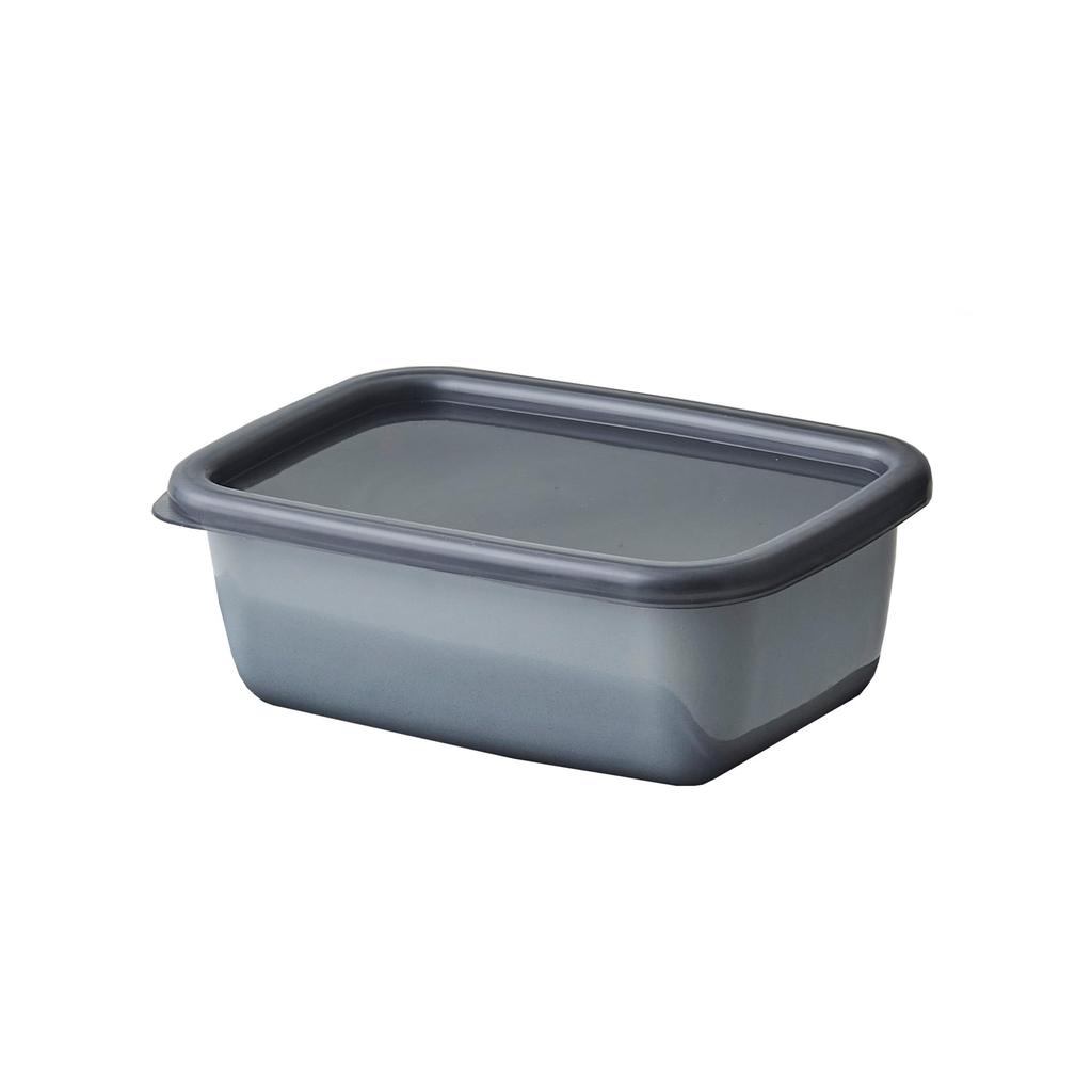Nodahoro Enamel Storage Container, Heat-Resistant, Square, Rectangular, Deep, Small, with Seal Lid, See-Through, +Gray, Made In Japan, GRF-S