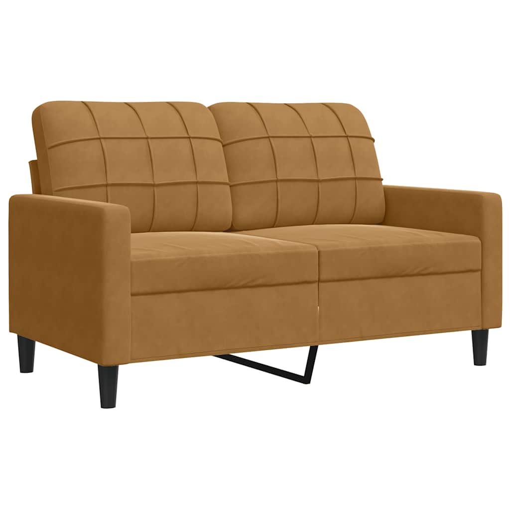 4 Piece Velvet Sofa Set with Cushions Brown