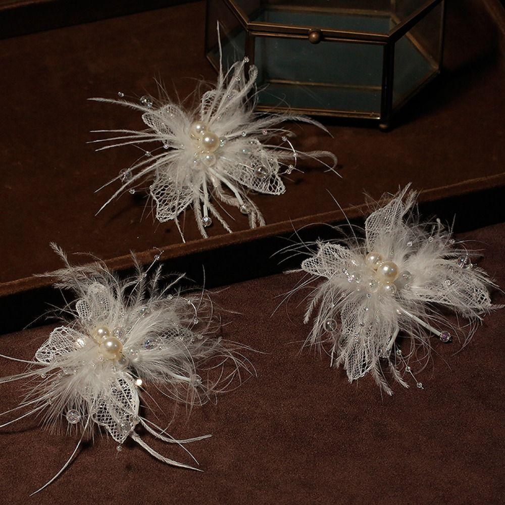 Pearl Feather Hair Clip Side Clip Styling Hairpin New Duckbill Clip  Women