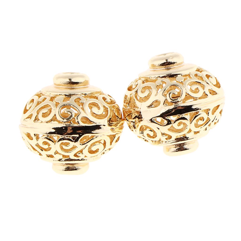 2x полые филигранные распорные бусины с покрытием, свободные бусины для ювелирных изделий 17X10MM