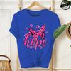 Hope Pink Ribbon Butterfly Breast Cancer Awareness Warrior Print Women's T-Shirt,Graphic Tee Tops,Casual Streetwear Fashion Tops