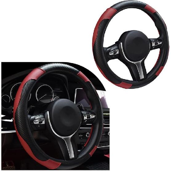 Car Steering Wheel Cover, 15 Inch Leather Breathable Auto Steering Wheel Protector, Comfortable Non-Slip Vehicle Steering Wheel Covers, Universal