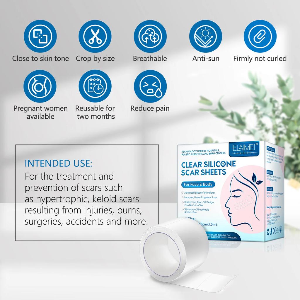 1/2 рулона невидимых силиконовых пластырей от шрамов, 2,5 см x 150 см, самоклеящаяся лента-заплатка от шрамов, многоразовая и эффективная полоска для ухода за кожей