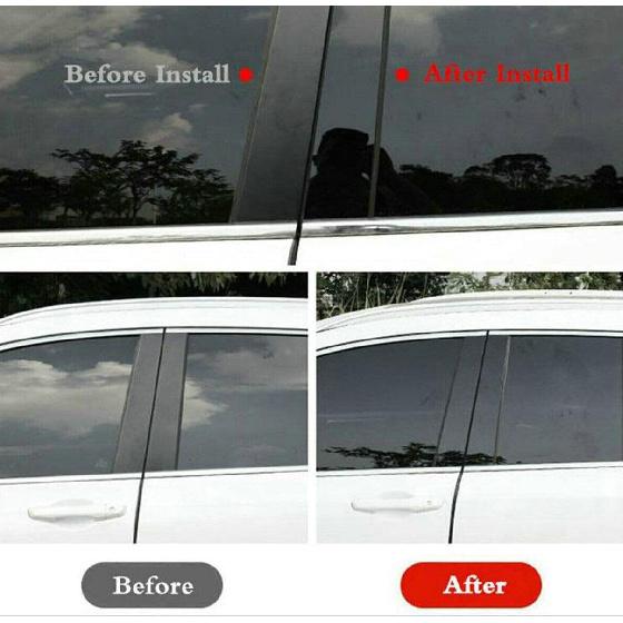 Door Window Pillar Posts Trim Molding Cover for Cadillac ATS Sedan 2013-19 | 6Pcs/Set, Glossy Black Stickers