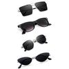Sheomy Unisex Combo Offer Pack of 4 Shades Glasses Pathan Sunglasses Rectangle Retro Vintage Narrow Women::Men , MKN-362