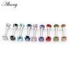Alisouy 1pc Double Round Earring For Women Steel Bar Cartilage Piercing Crystal Zircon Rhinestone Ear Stud Bars Jewelry