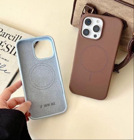 Liquid Silicone MagSafe Magnetic Phone Case for iPhone 15 14 13 Pro Max Solid Color Shockproof Cover