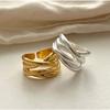 925 Sterling Rings for Women Fashion Geometric Handmade Irregular Interware Gold Ring Party Christmas Gift