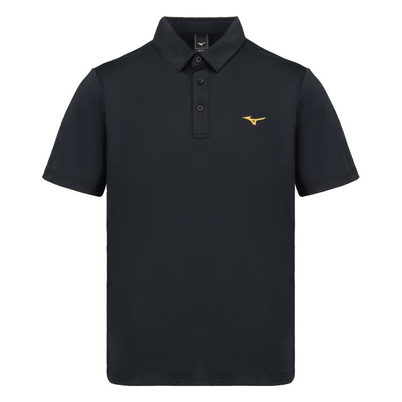 Mizuno Дышащая быстросохнущая спортивная рубашка-поло с воротником-стойкой, мужские топы, черного цвета P2CC23Z5