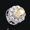 Fashion 18K Gold Plated 10*14MM  Fancy Vivid Faceted Gemstone Ring Anniversary Gift 925 Sterling Silver Fine Jewelry
