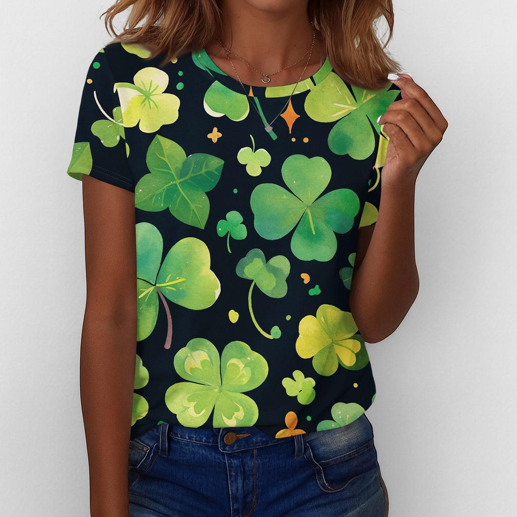 Women's T Shirt Tee Print Short Sleeve Daily Weekend Fashion Basic Regular Top St. Patrick's Day