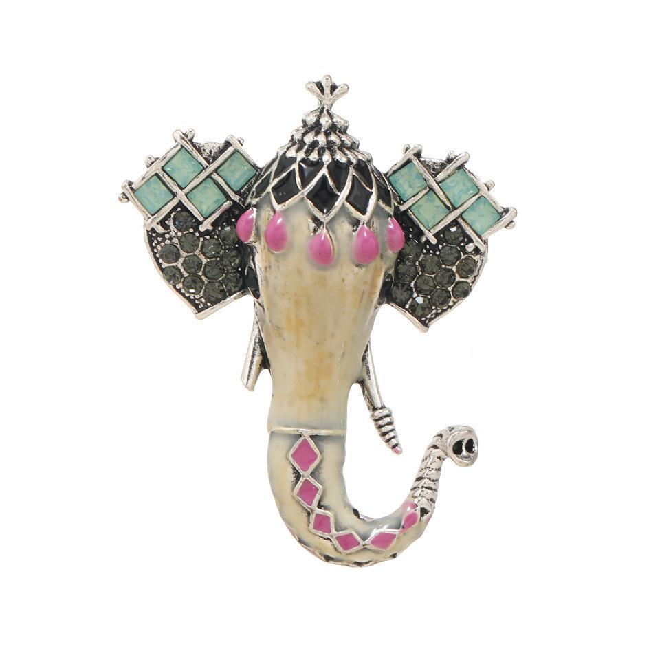 Lucky Auspicious Enamel Elephant Brooches for Women Classic Crystal Animal Metal Brooch Pins Personality Jewelry Gifts
