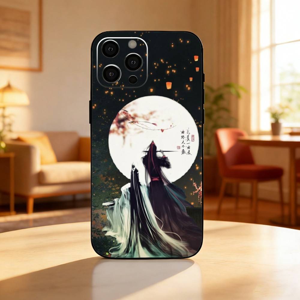 M-Mo Dao Zu Shi MDZS Anime Phone Case For iPhone17,16,15,14,13,12 Plus,Max Soft Silicone Black Cover