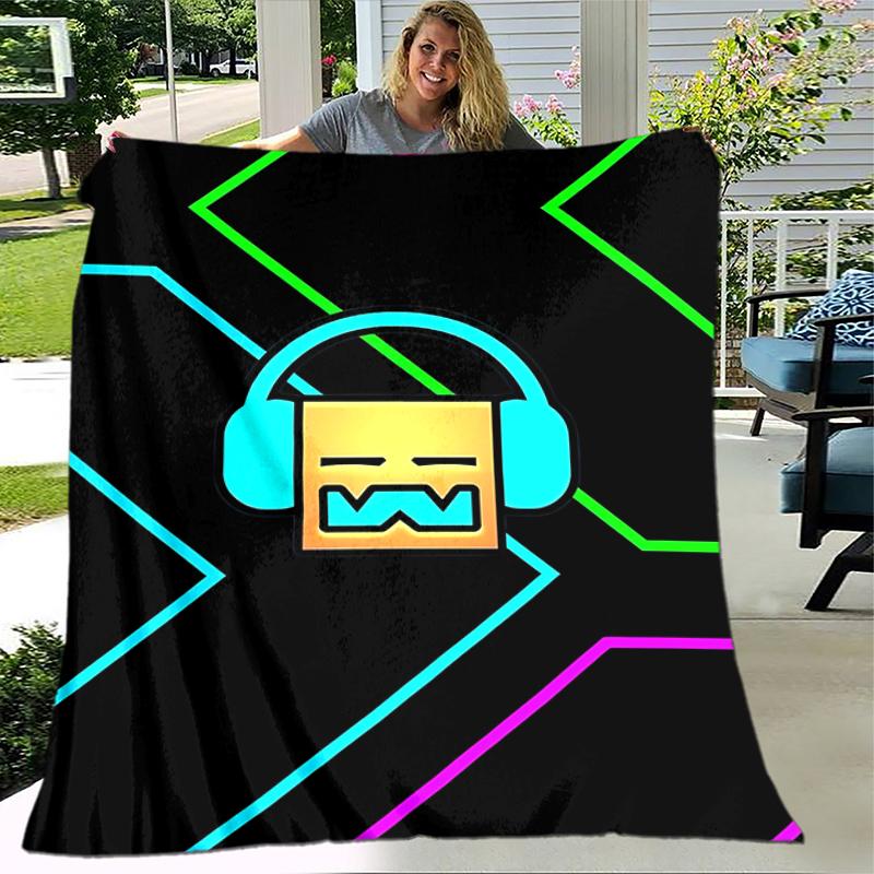 1pc Blanket Geometry Dash1 Print Design, Lightweight Blanket for Sofa, Bed- Soft &Warm, Gift for All Seasons like Christmas, Halloween