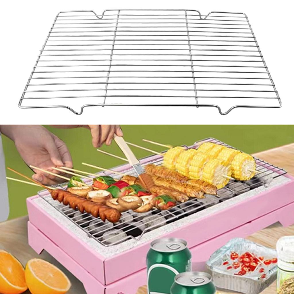1PC Grill Mesh Net Stainless Steel Mat Net Grid Shape Rectangle Grill Grilling Mesh Net Barbecue Net Barbecue Stove Part