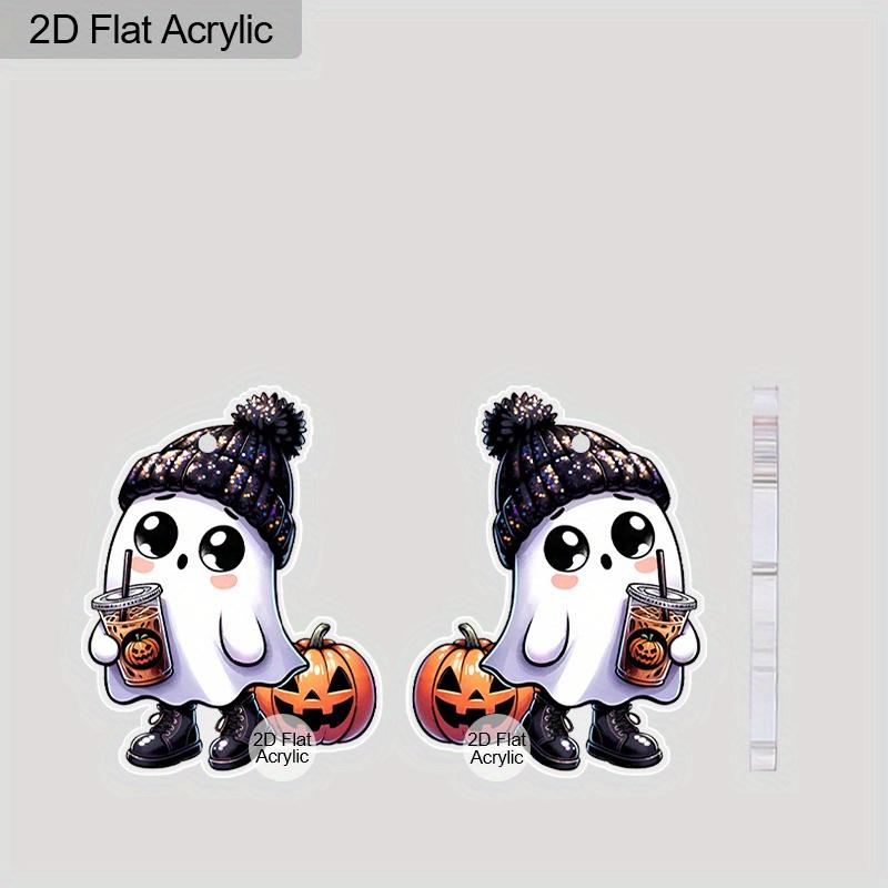 2D Flat Halloween Acrylic Earrings Decoration Ghost Pumpkin Drink Pattern Pendant Jewelry Ladies Holiday Gift