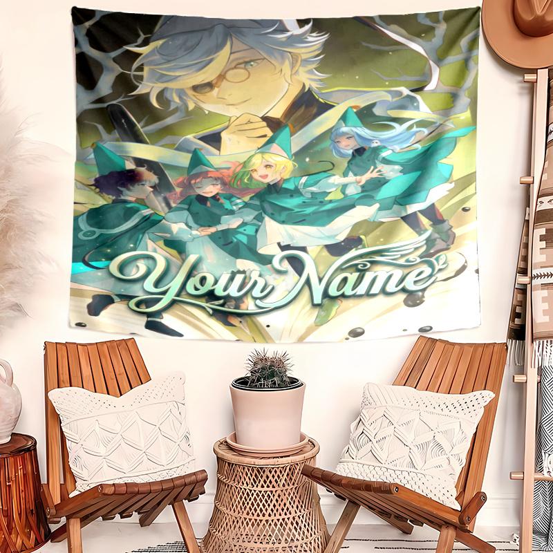 Witch Hat Atelier Tapestry with Custom Name Wall Hanging Room Background Cloth Home Decor Beach Mat Yoga Mat Sofa Bed Sheet