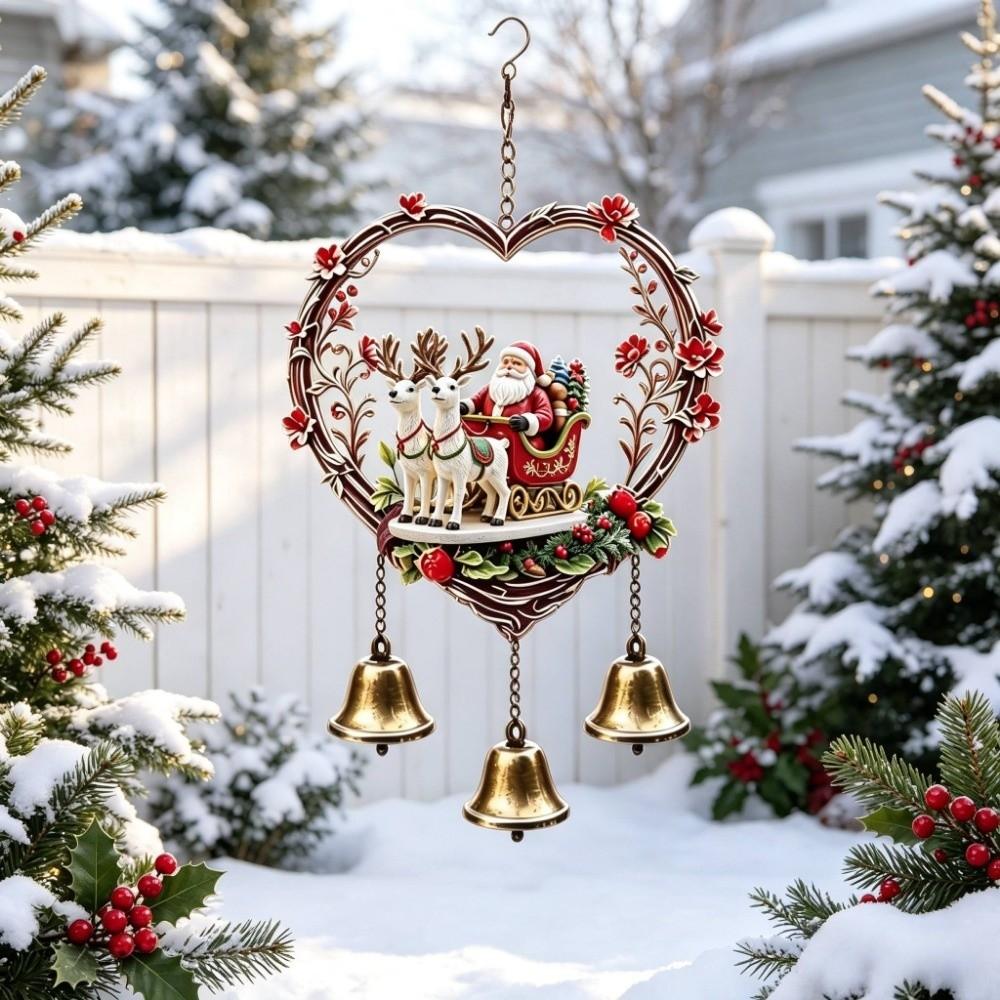 Home Decor Metal Wind Chime Santa Claus Christmas Hanging Ornament Hanging Pendant Courtyard
