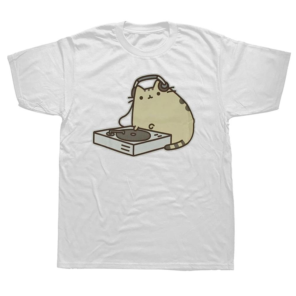 Funny Dj Cat T Shirts Summer Style Graphic Cotton Streetwear Short Sleeve Music Hip Hop Birthday Gifts T-shirt Mens Clothing