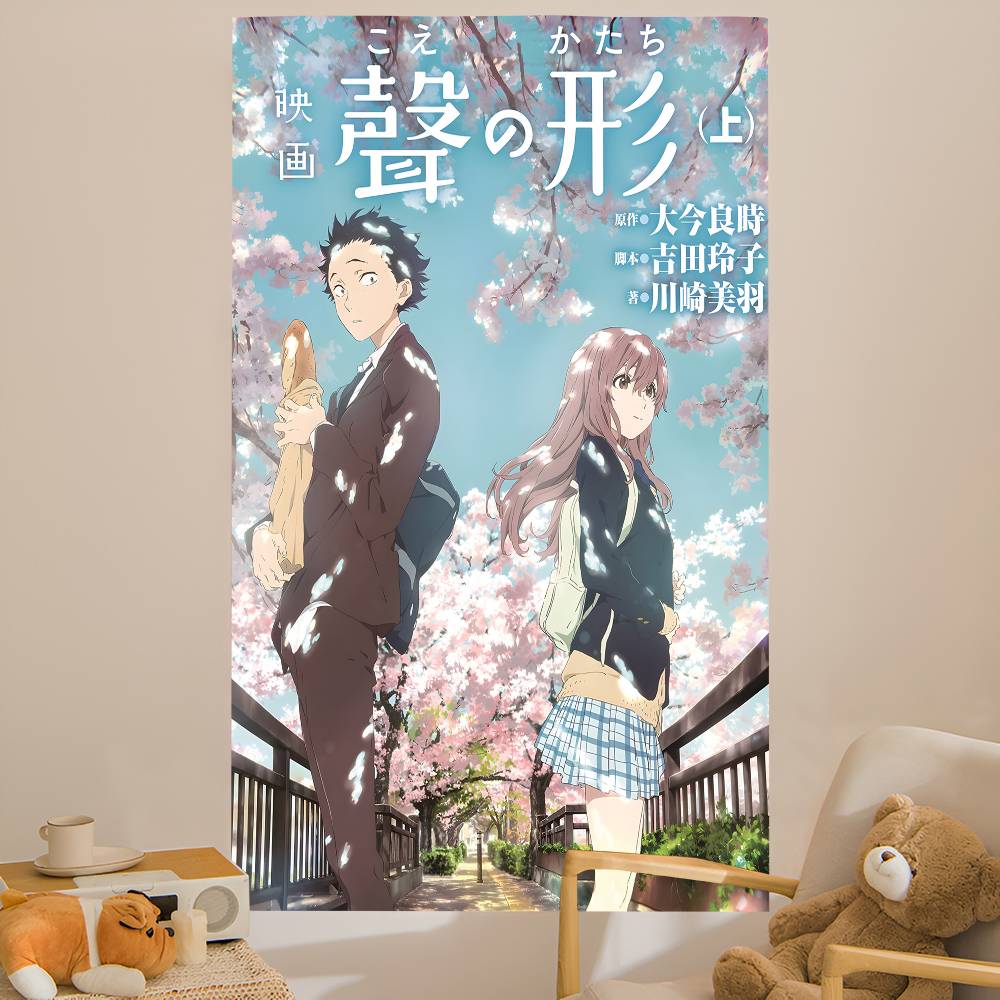 A Silent Voice Форма Голоса Аниме Винтажный Гобелен Печать Искусства Японский Настенный Гобелен Аниме Настенное Украшение Домашний Декор