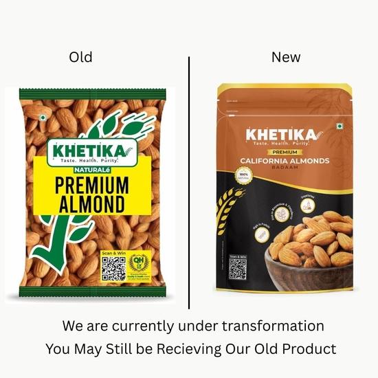 Khetika Премиальный Калифорнийский Миндаль 1 кг | Сухофрукты, Миндаль, Бадам, Ядро миндаля, Богат клетчаткой, Укрепляет иммунитет, Здоровые питательные снеки