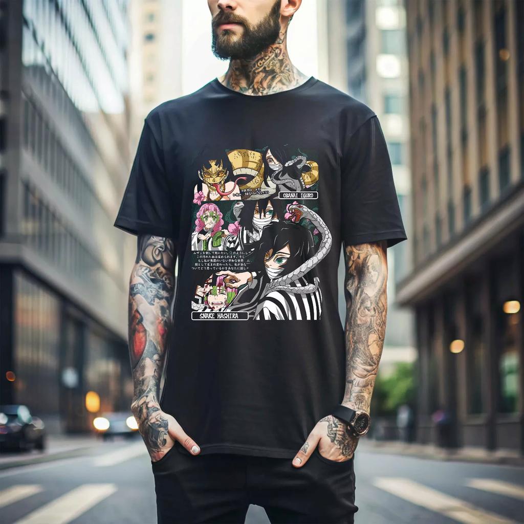 100% cotton TOPS UNISEX TEES MENS WOMENS Obanai Iguro T-Shirt Kimetsu No Yaiba, Anime Nezuko Tanjiro Shirt All Size 273