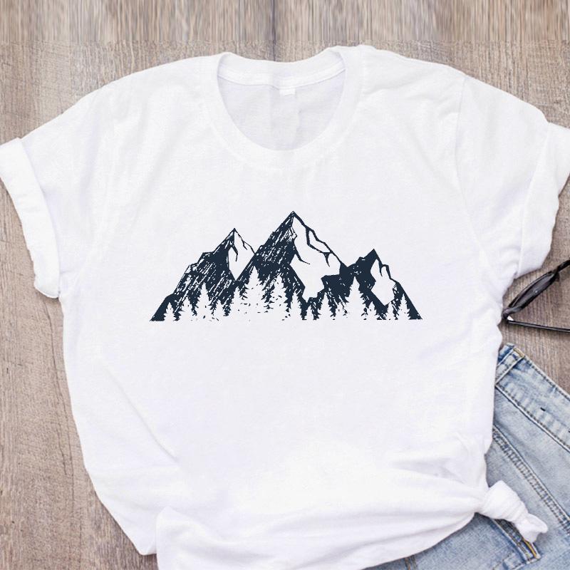 Moon And Trees Printed Tshirt New Arrival Women's Summer Funny 100% Polyester T Shirt Crooked Moon Designed Tshirts