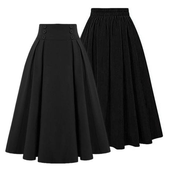 Женская юбка-миди с декором на пуговицах, цветная офисная повседневная юбка трапециевидной формы, однотонная женская юбка с высокой талией