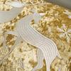 Gold Pillowcase with Reindeer and Snowflake Embroidery - Christmas Cushion Cover