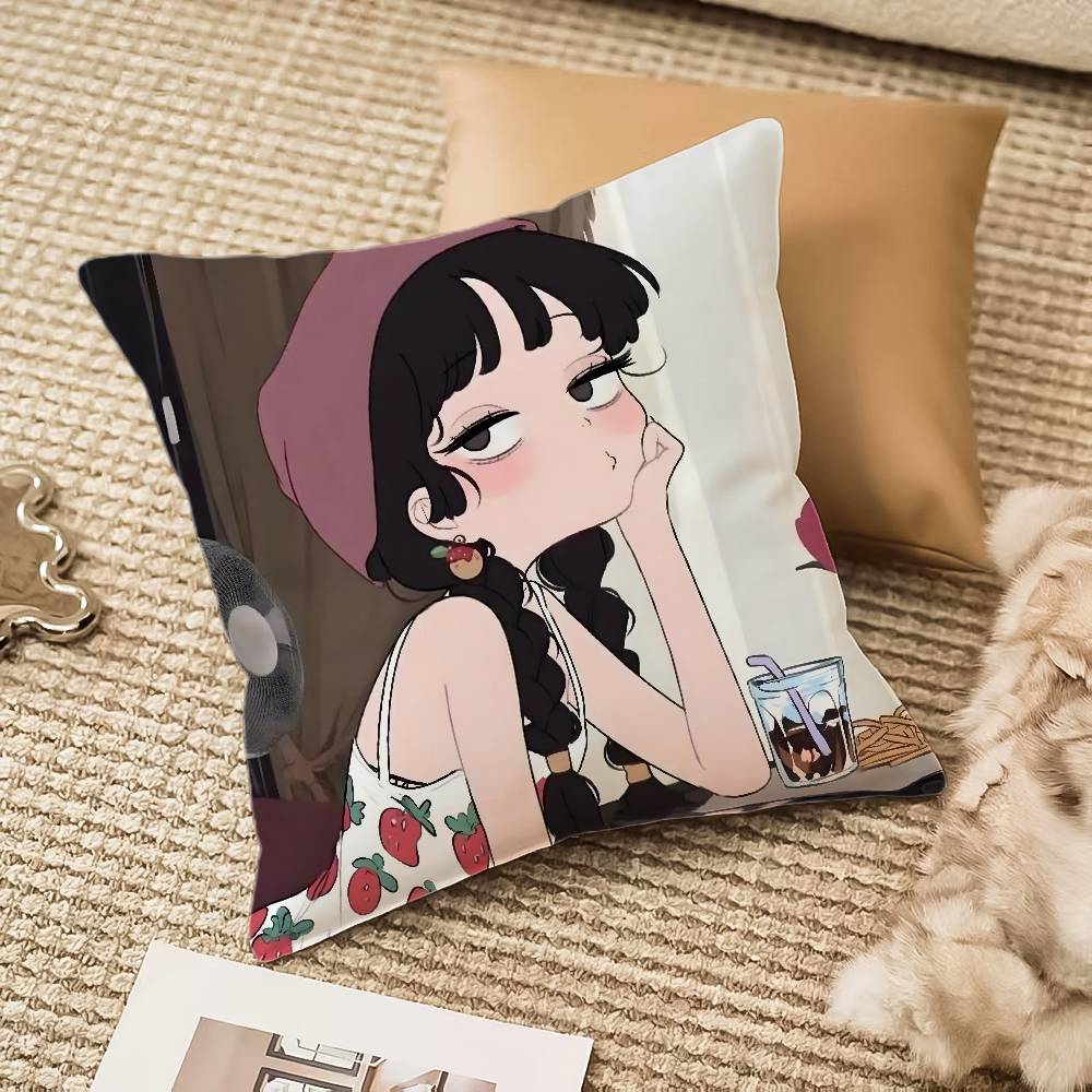 Anime Girl Pattern Pillow Case Anti-Dustmite Invisible Zipper Sofa Bed