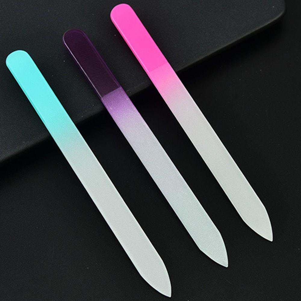 Полированная цветная хрустальная стеклянная пилочка для ногтей, обработанная пескоструйным аппаратом, двухцветная градиентная хрустальная пилочка для маникюра
