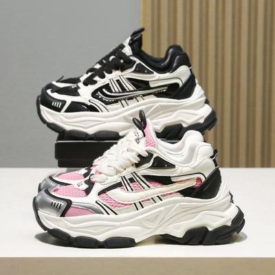 Платформенные кроссовки для папы женская мода повседневные инс трендовые летние новые сетчатые дышащие универсальные жареные уличные увеличивающие рост кроссовки