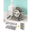 [Latest Model] Rust-Resistant Sponge Holder, Sponge Rack for Kitchen, Sponge and Detergent Storage, Stainless Steel, Scrubbing Brush Holder with Movab