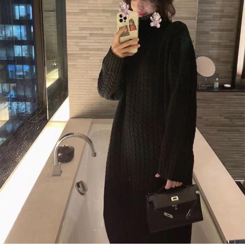 Шерстяное платье женское зимнее 2023 длинное стильное роскошное французское платье знаменитостей супер красивое шерстяное платье с подкладкой свитер женские топы