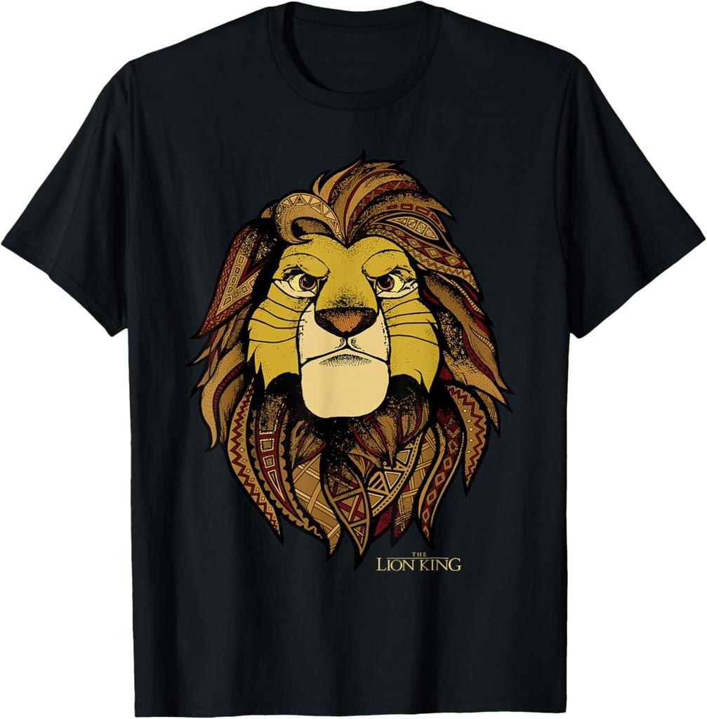 Hot Fashion Unisex The Lion King Simba Tribal King Distressed Portrait T-Shirt S-4XL Four Seasons Gift