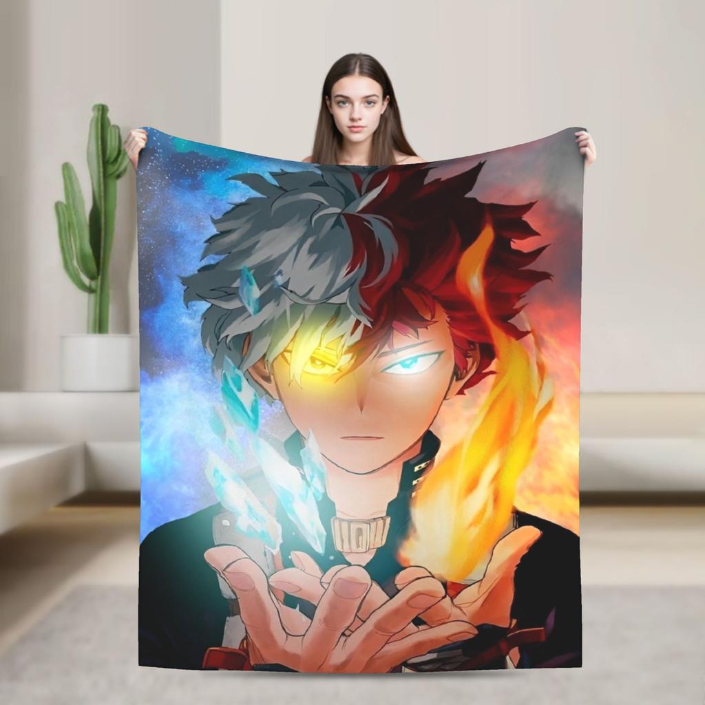 My Hero Academia Deku Izuku Knitted Blanket Coral Fleece Plush Super Warm Throw Blankets for Airplane Travel Bed Rug