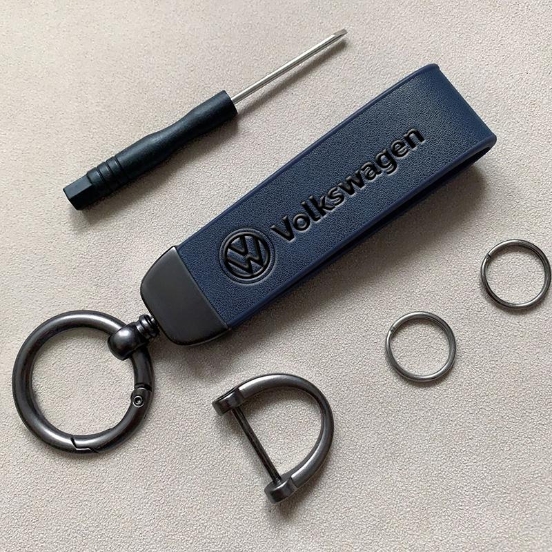 High Grade Leather Keychain Car Keyring Accessories For VW Atlas Jetta Touareg Variant Golf Polo GTI Taos Nivus Passa valve stem Dg2
