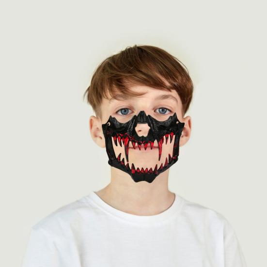 Маска на половину лица, костюм ужасов на Хэллоуин, реквизит, скелет животного, кровавая маска с эластичными ремнями для Хэллоуина, косплея, карнавалов, маскарадов