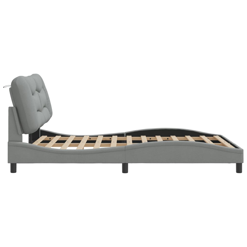 Vidaxl Rama Łóżka Z Oświetleniem Led Bez Materaca Jasnoszary 140X190Cm