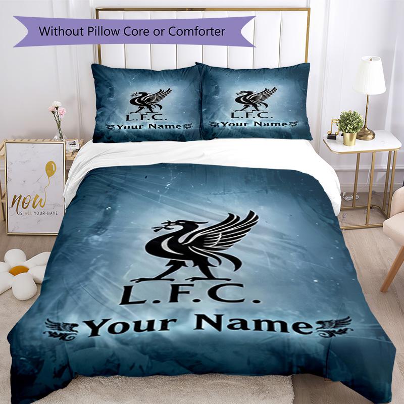Liverpool Fc Logo Customized Name Bed Sheet Set Suitable for Bedrooms Soft Bedding Home Decor Perfect Gift for Friends & Family