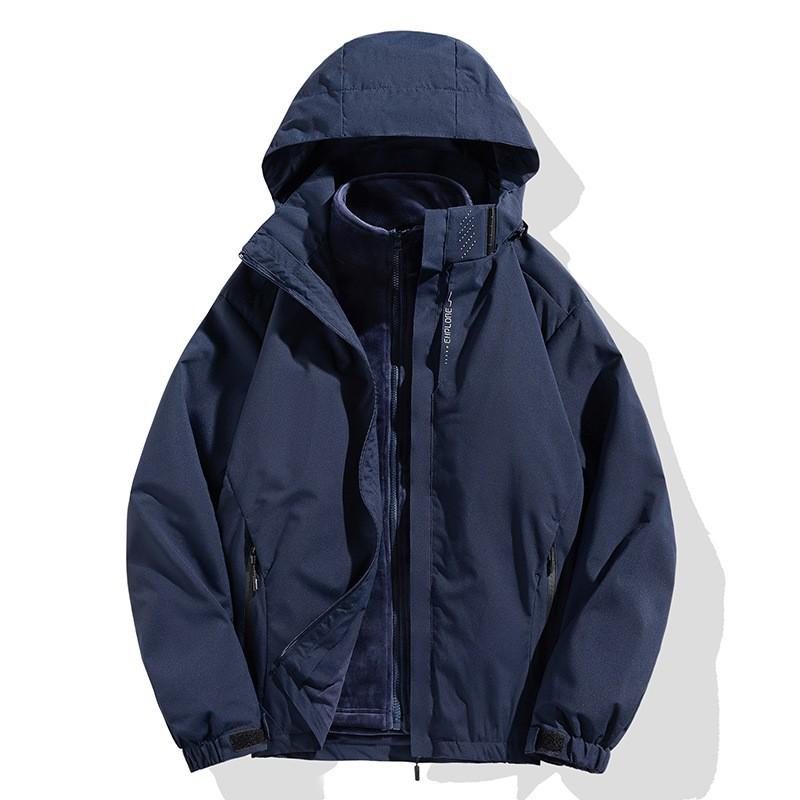 Mens 3-in-1 Fleece Jacket Detachable 2-Piece Outdoor Hiking Coat Women