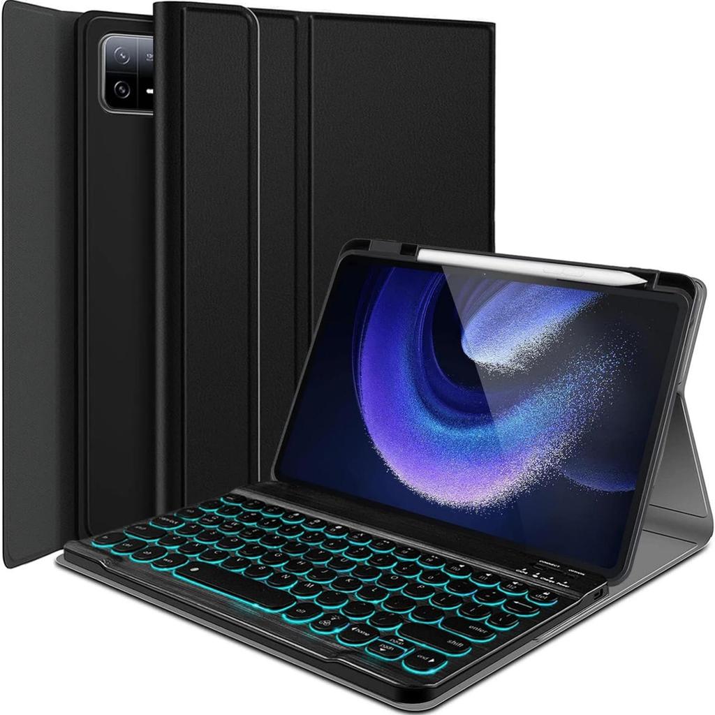 Чехол для планшета Xiaomi 7 с клавиатурой и слотом для стилуса, Redmi Pad 2, Poco Pad X1, 7-цветная подсветка